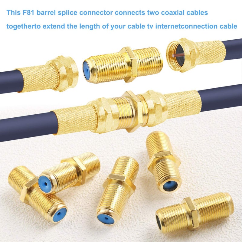 Pasow F81 Barrel Connectors High Frequency 3GHz Female to Female F-Type Adapter Couplers (20 pcs, Gold) - Image 4